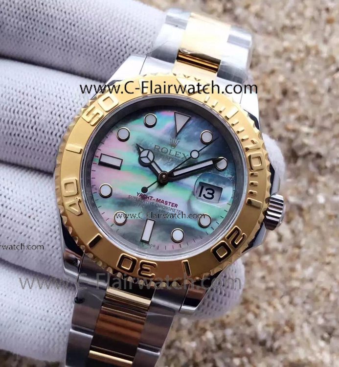 Rolex Watch Yacht Master - Two Tone Blue MOP Dial Copy Watch